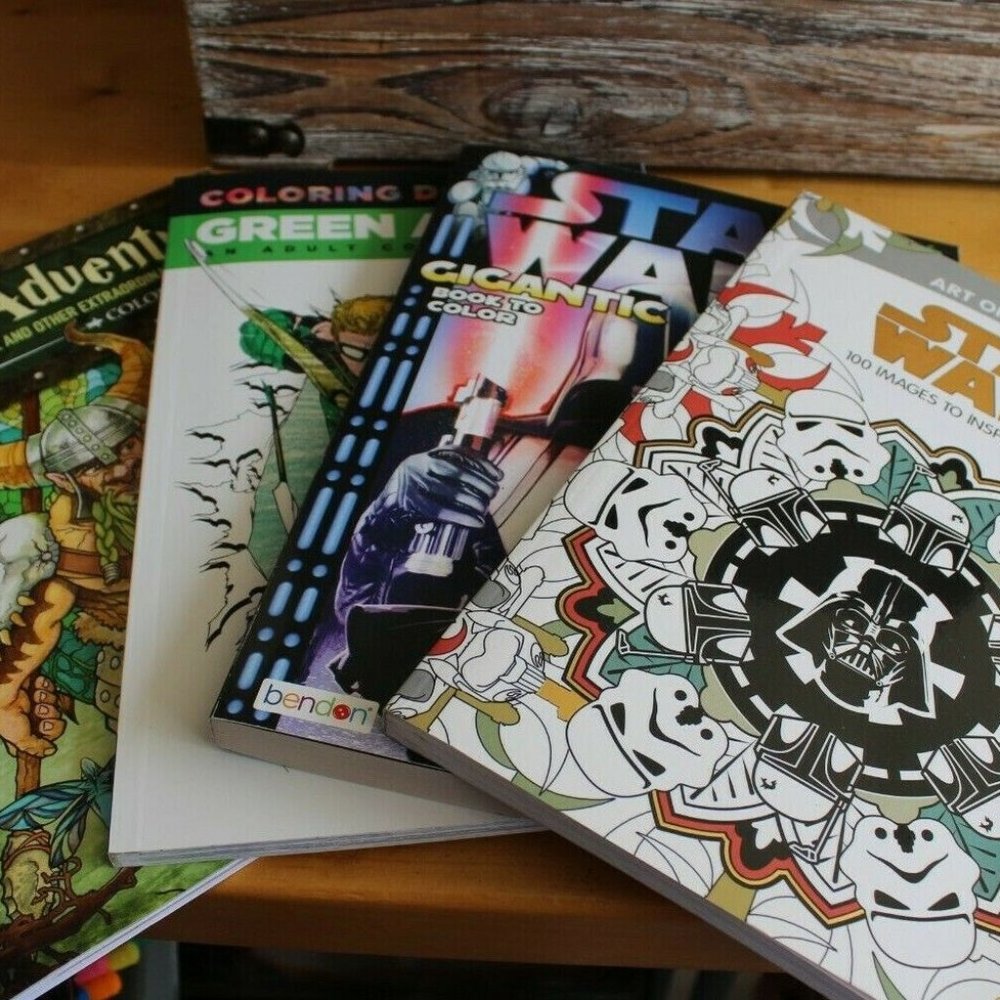 Adult Coloring Book Lot - Star Wars, DC Comics, Fantasy Adventure